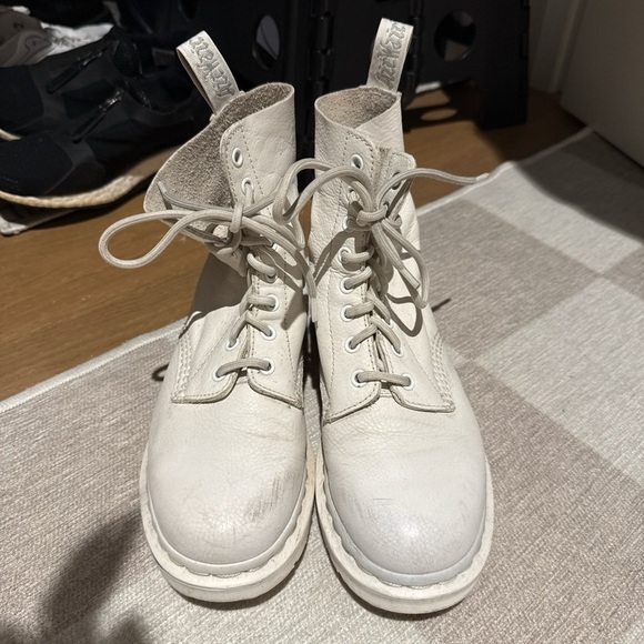 Dr. Martens White Leather Lace-Up Boots - Picture 1 of 3